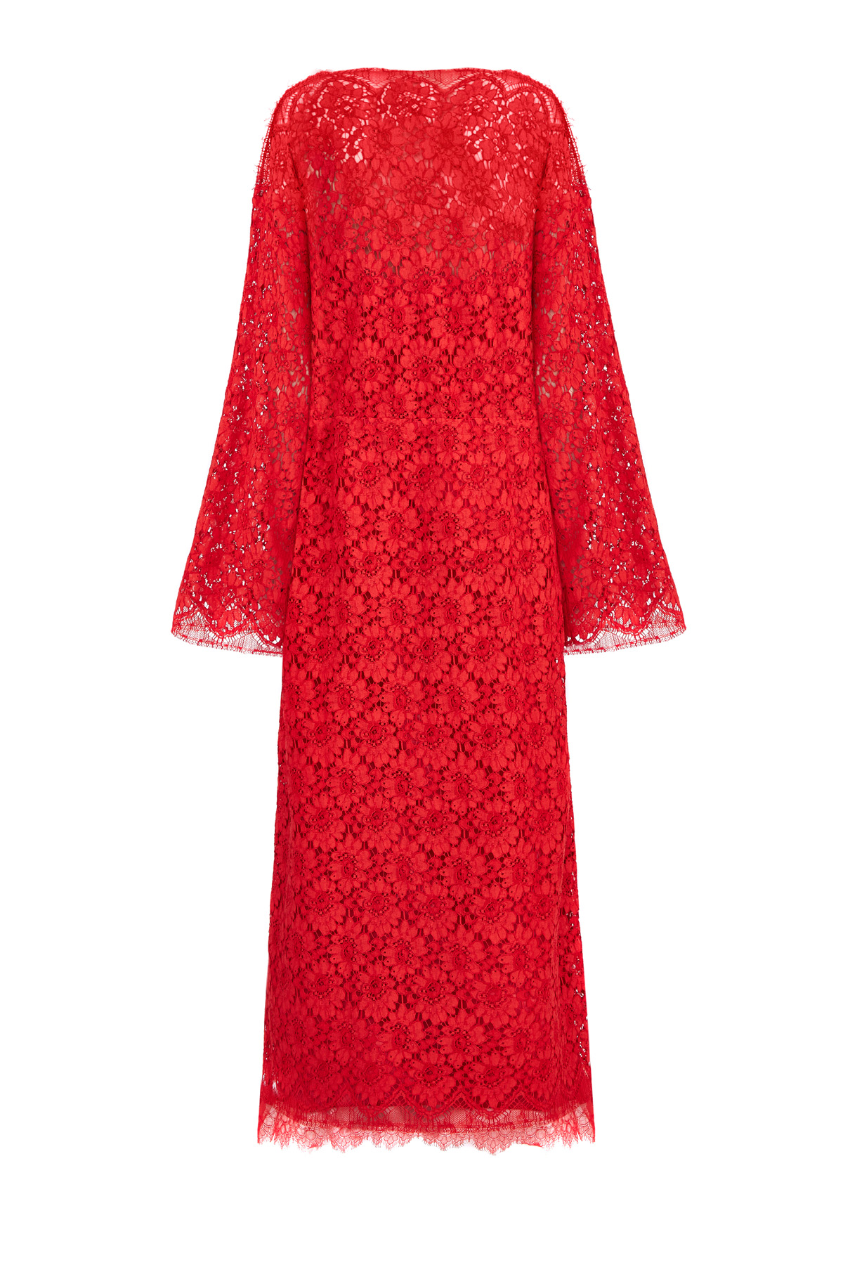 Платье из кружевного полотна Rebrodé ручной работы GUCCI, цвет красный, размер 48 - фото 2